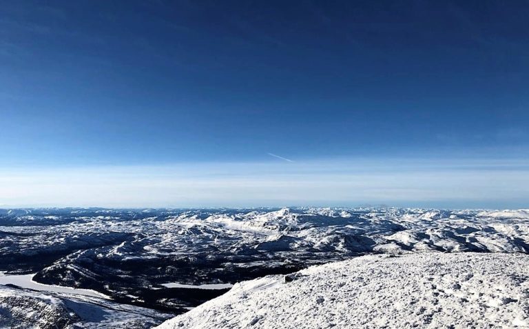 Gautablikk Norway, Hardangervidda in the distance. Winter.